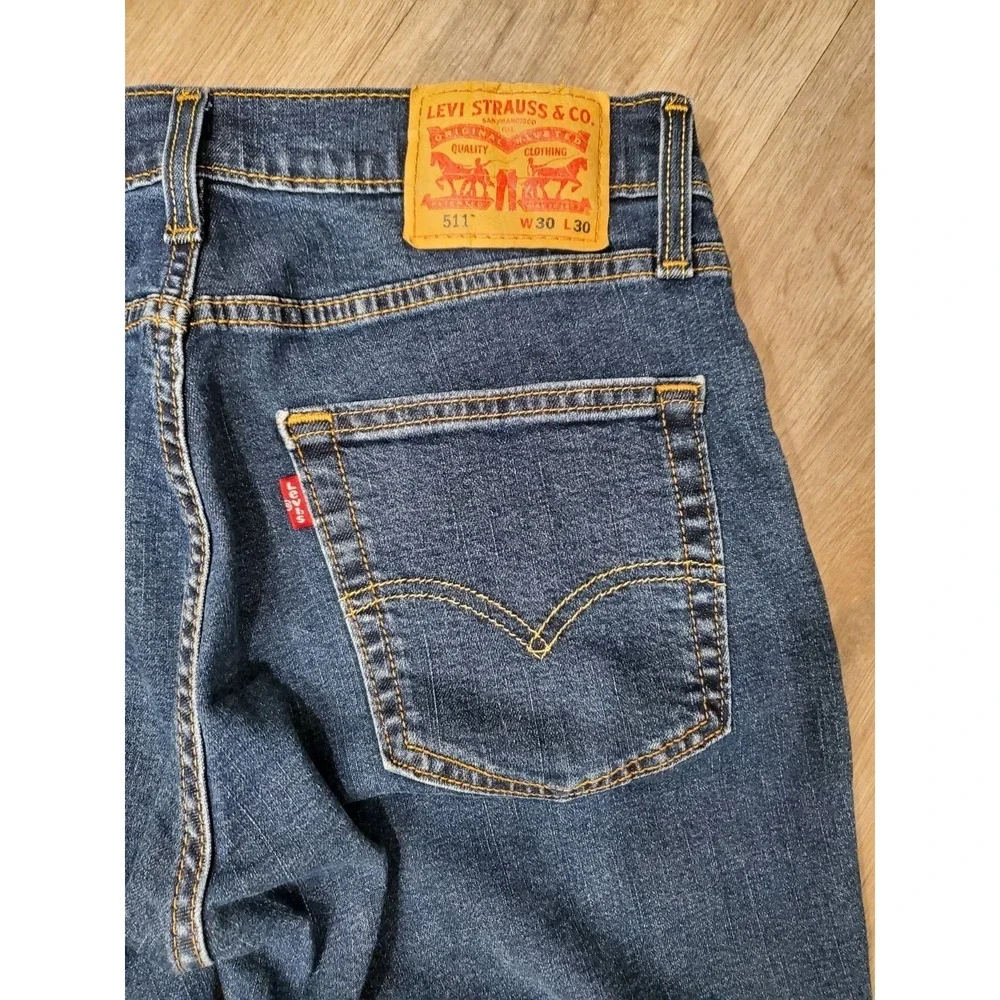 Levi's 511 Jeans Men's 30x30 Blue Slim Straight Stretch Denim Medium Wash